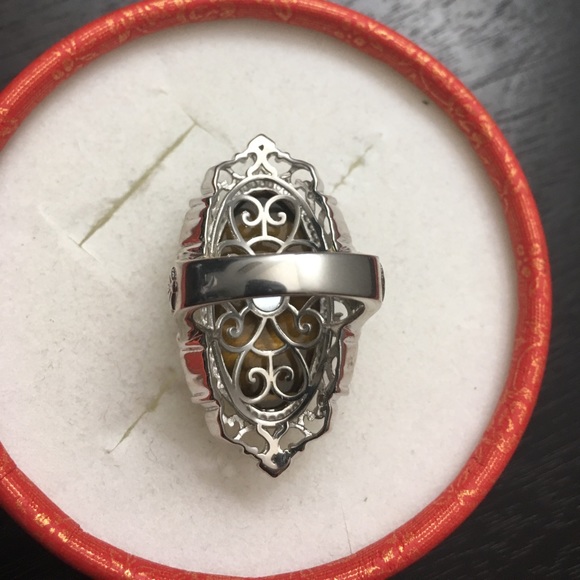 Natural African Tiger's Eye Solitaire Ring in Platinum Over Copper size 8 - Picture 13 of 16